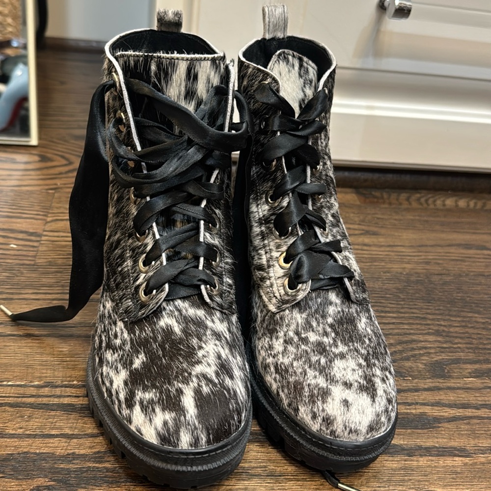 Cowhide Brindle Combat Boots